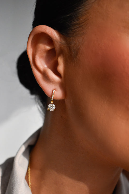 Gold Plated 1 Carat Moissanite Drop Earrings