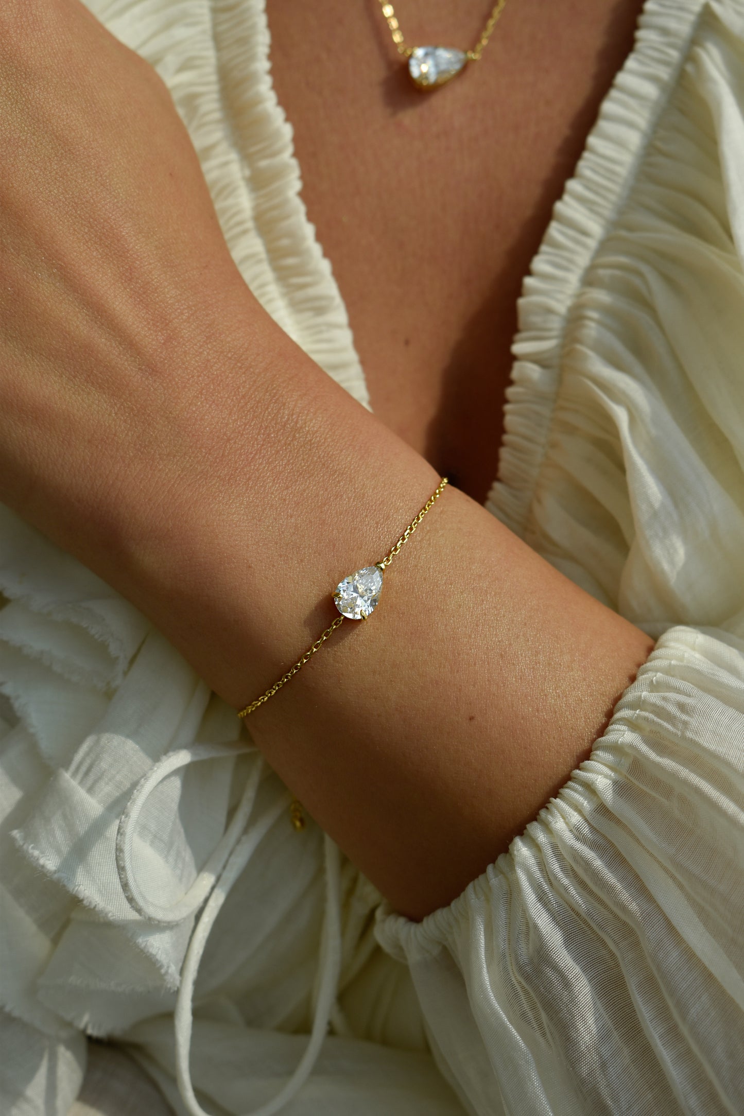 2 Carat Pear Shape Adjustable Chain Bracelet