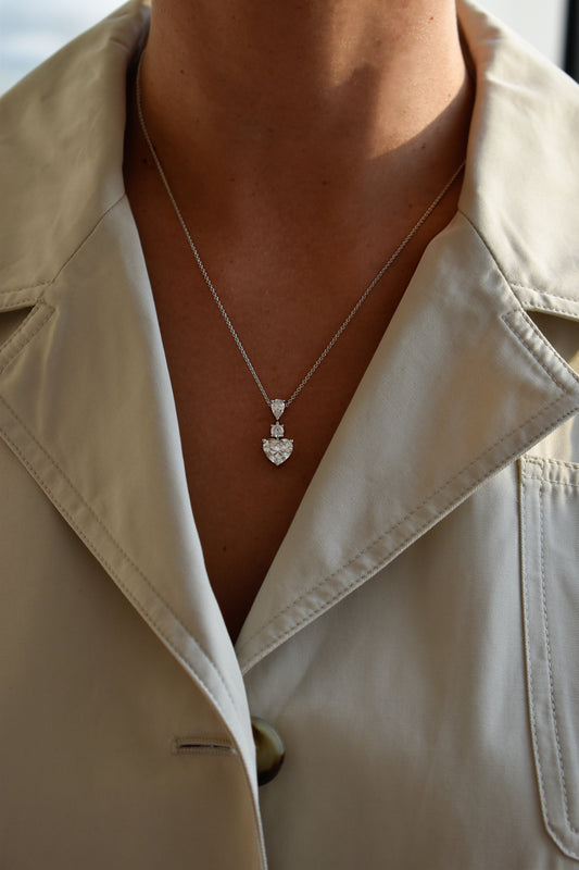 Heart and Pear Shape Drop Pendant