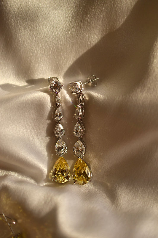 Long Pear Shape Drop Earrings