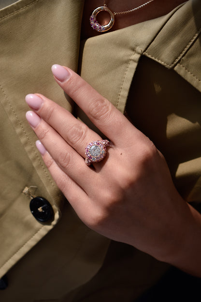 Pink Ombré Round Shape Ring