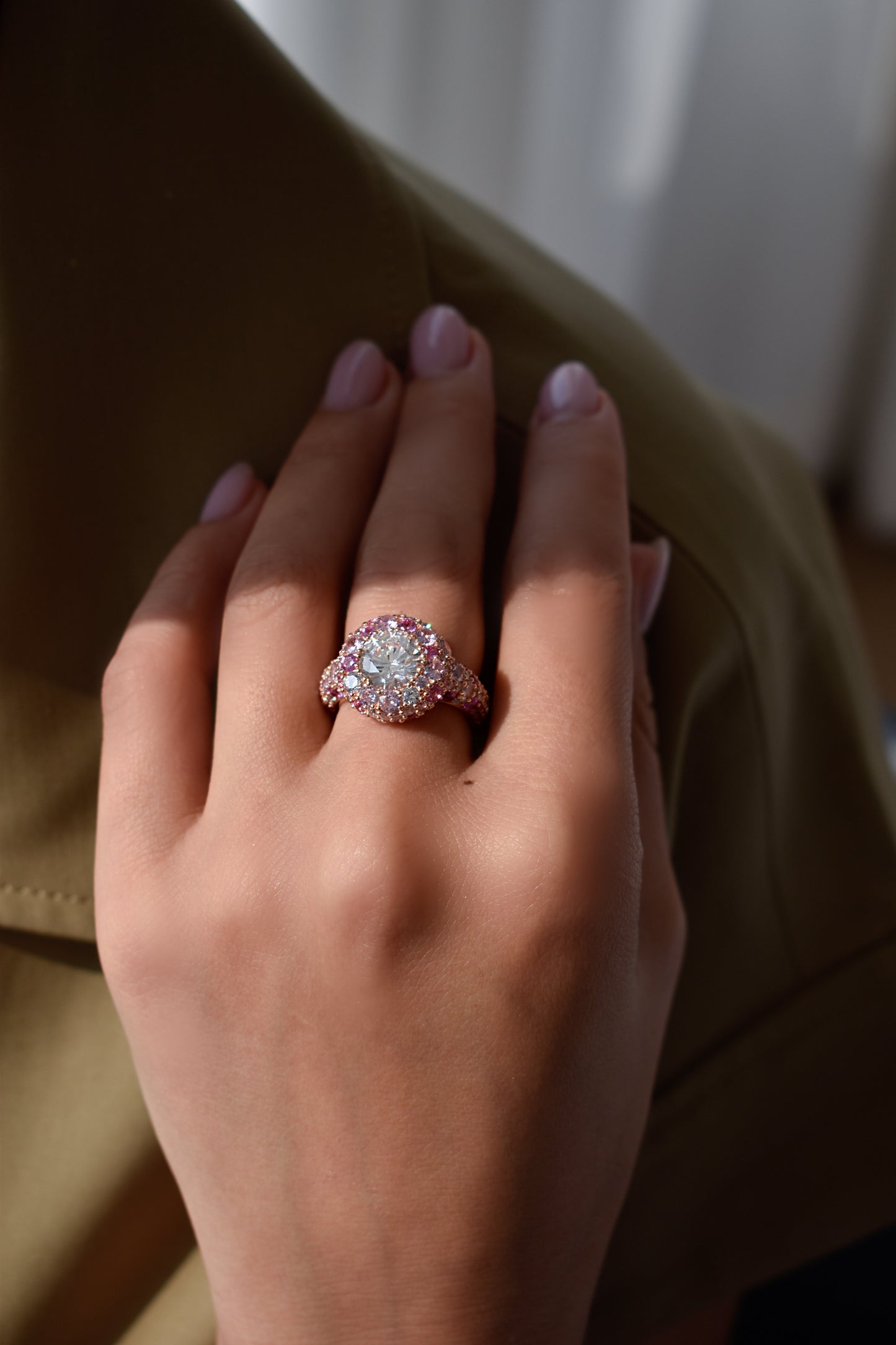 Pink Ombré Round Shape Ring