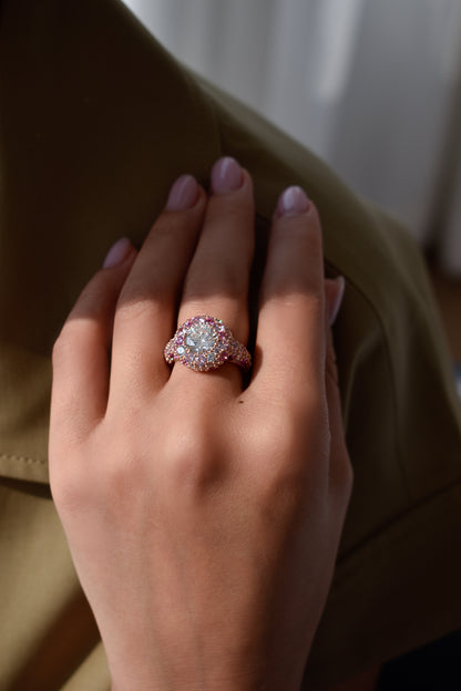 Pink Ombré Round Shape Ring