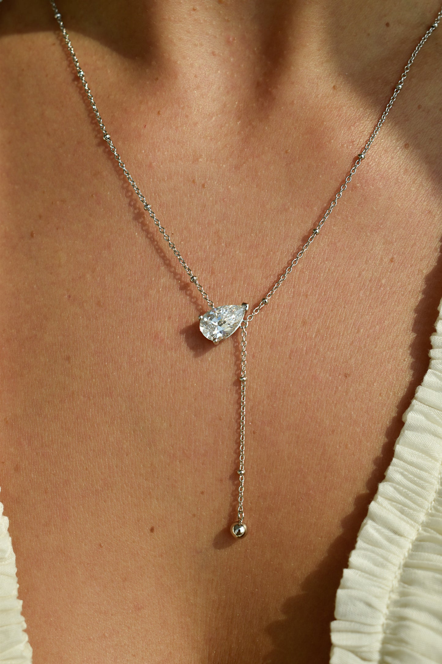 3 Carat Pear Shape Lariat Necklace