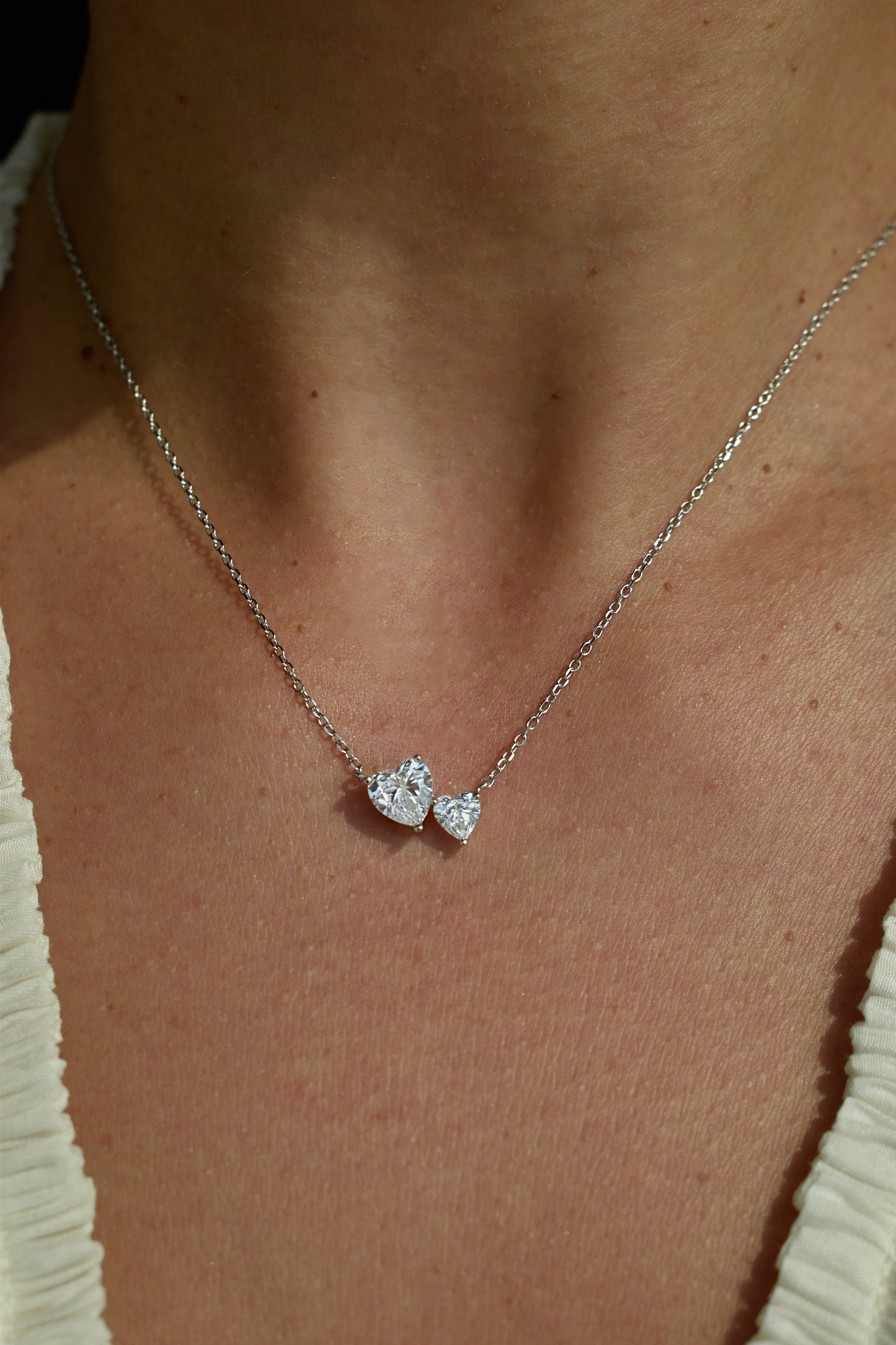 Heart Shape Duo Moissanite Necklace