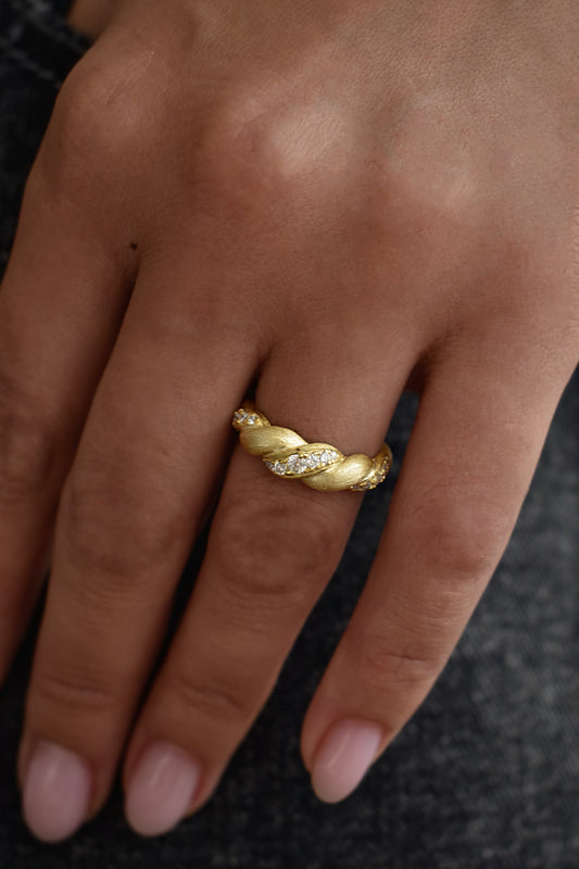 Twisted Brushed Gold Ring