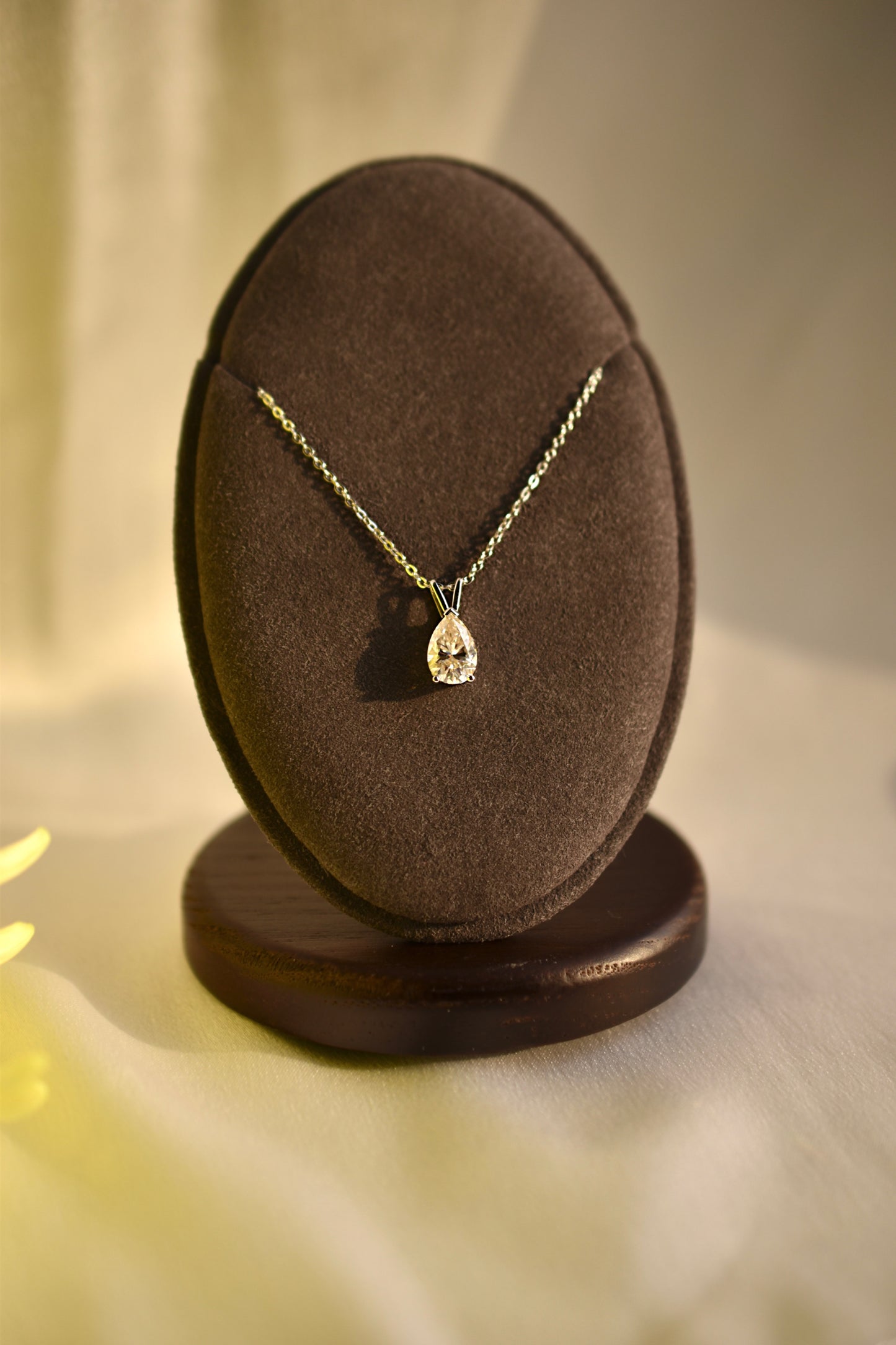 Mini Pear Shape Pendant in Cream Moissanite