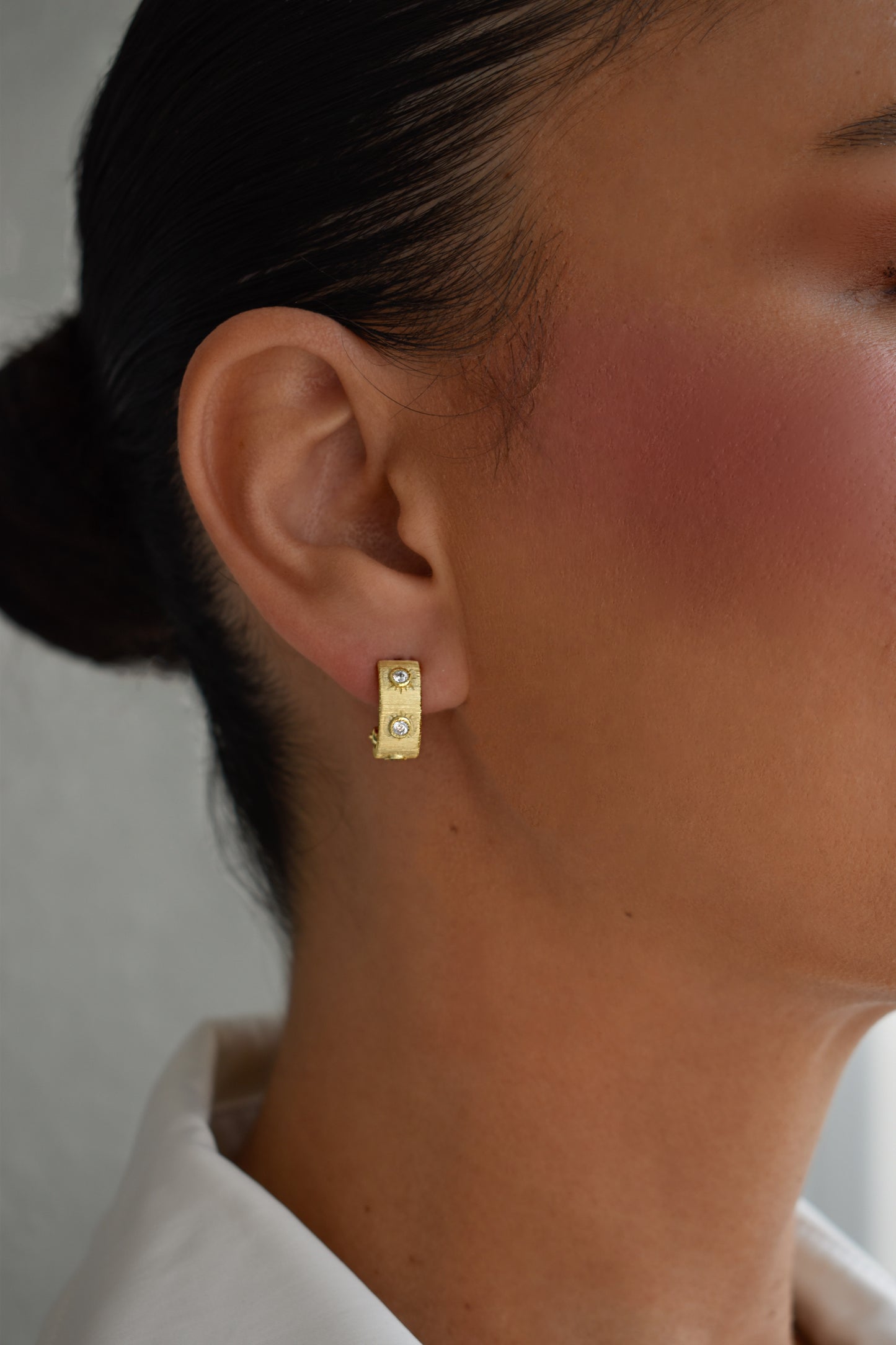 Sun’s Light Brushed Gold Hoops