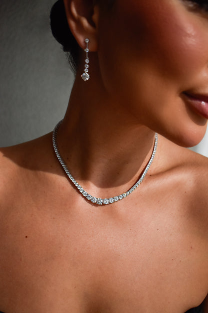3-6.5mm Graduated Stone Tennis Necklace