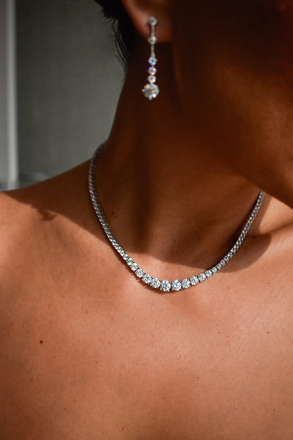 3-6.5mm Graduated Stone Tennis Necklace