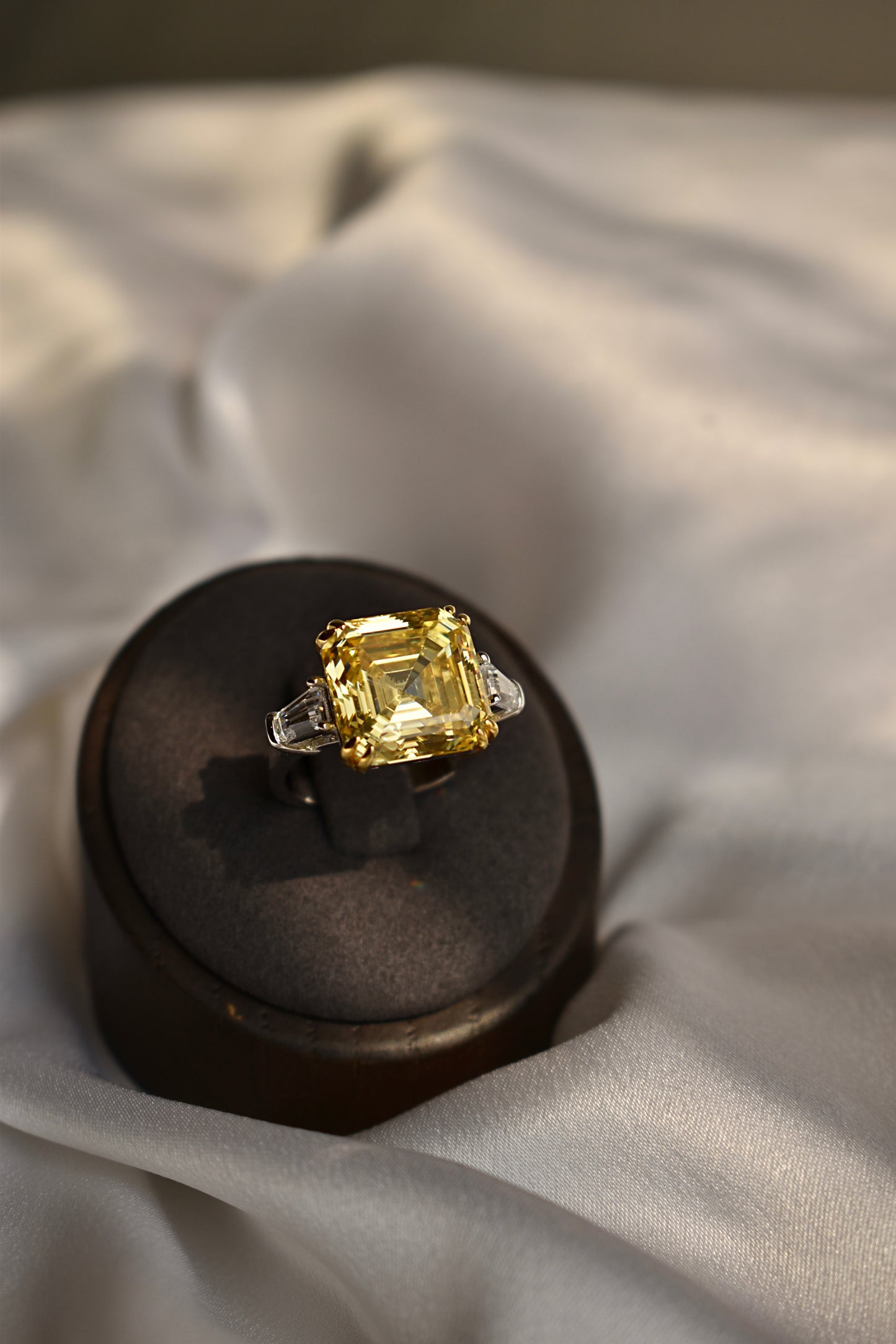 Asscher Cut Yellow Stone Ring