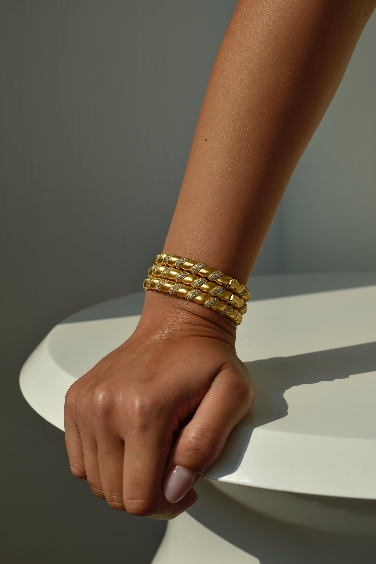 Twisted Brushed Gold Bangle