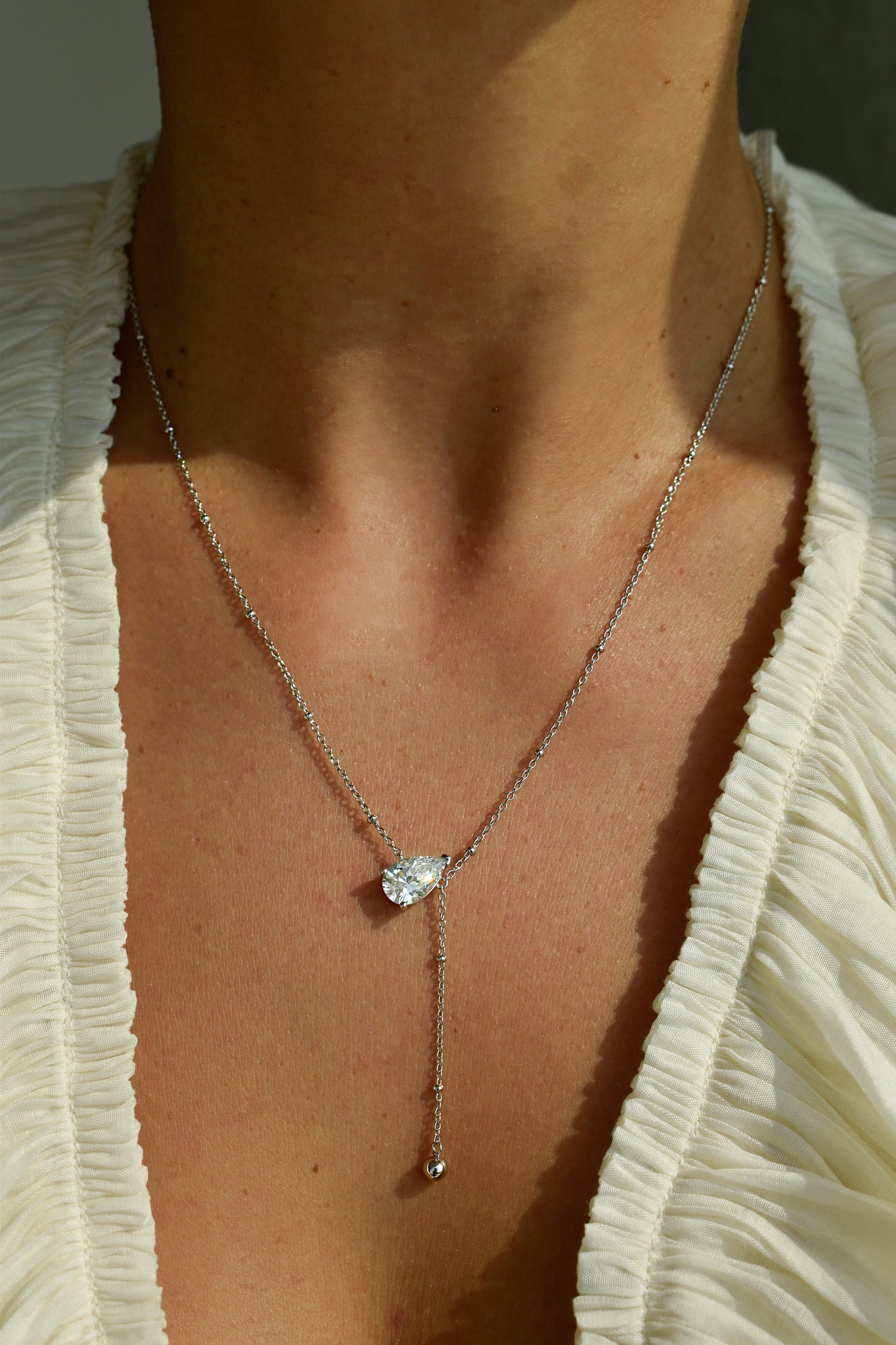 3 Carat Pear Shape Lariat Necklace