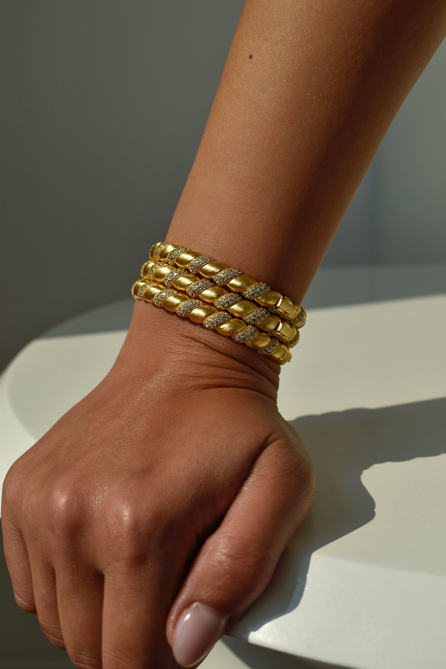 Twisted Brushed Gold Bangle
