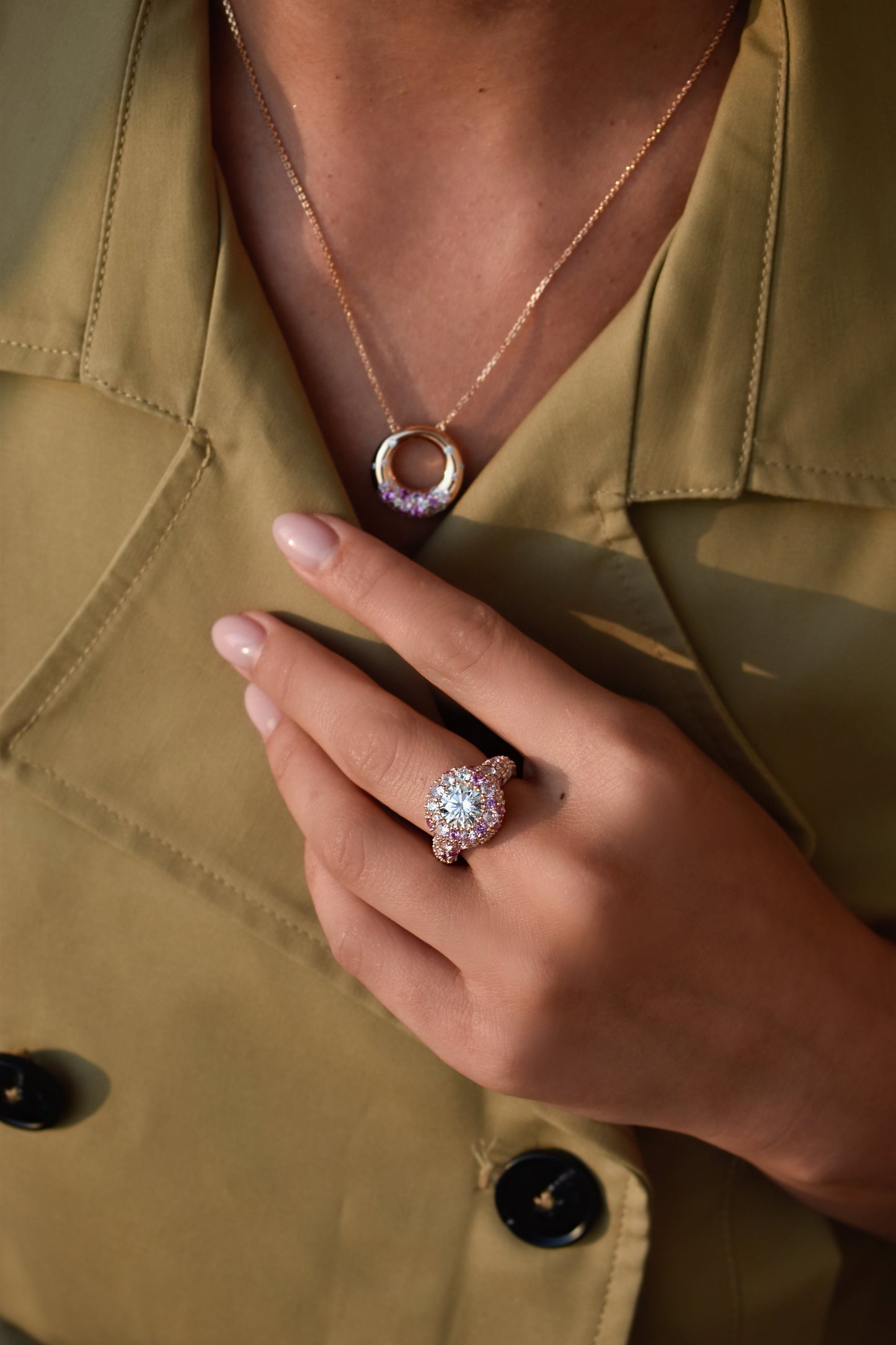 Pink Ombré Round Shape Ring