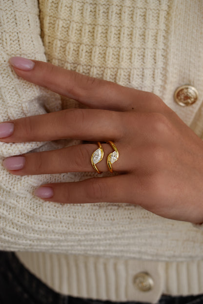 Wavy Marquise Cut Ring