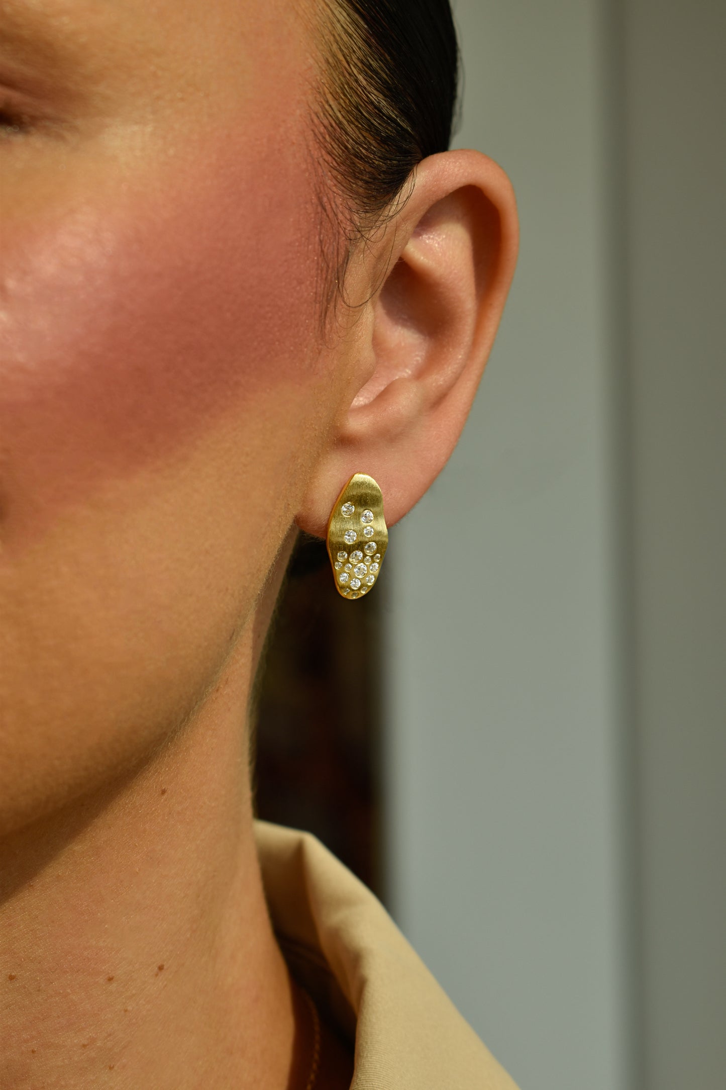 Aurora Brushed Gold Stud Earrings