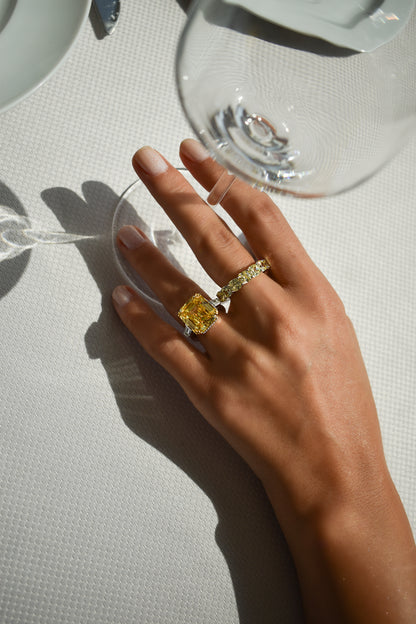 Cushion Cut Yellow Stone Band