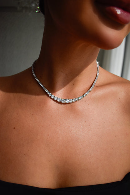 3-6.5mm Graduated Stone Tennis Necklace