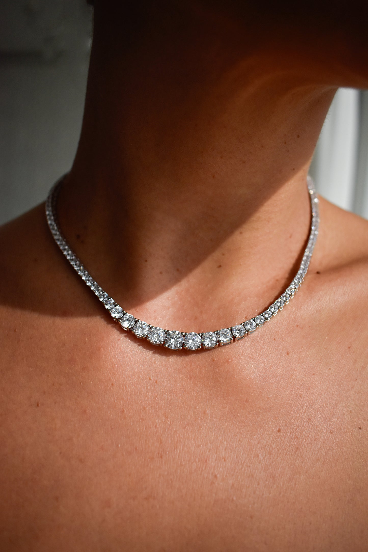 3-6.5mm Graduated Stone Tennis Necklace