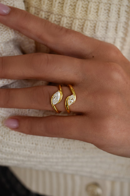 Wavy Marquise Cut Ring