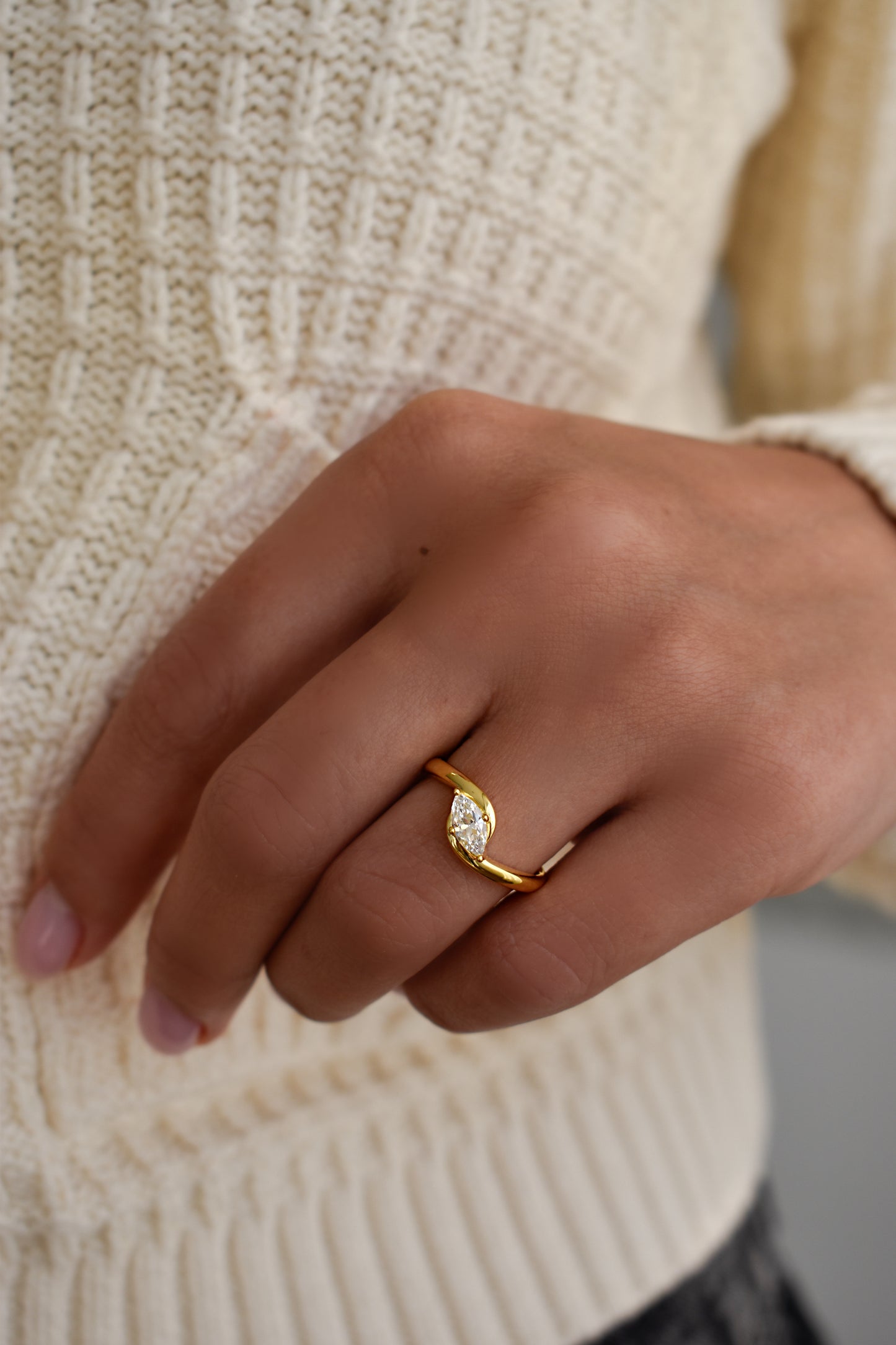 Wavy Marquise Cut Ring