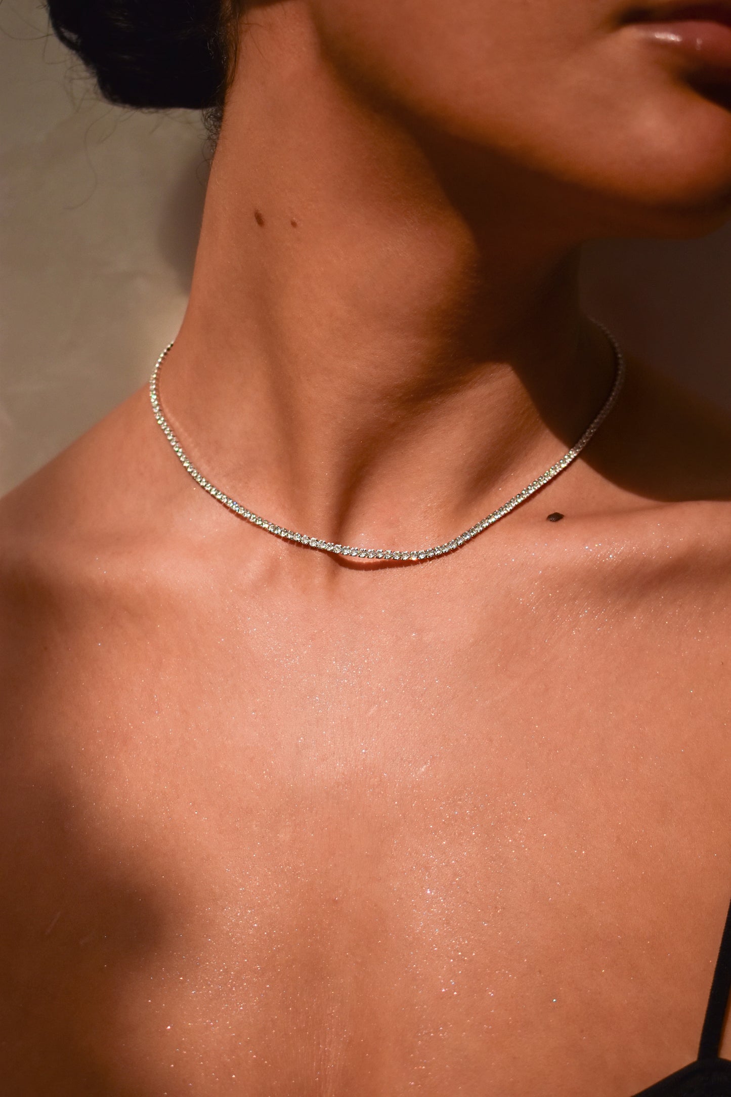 2mm Round Cut Tennis Necklace