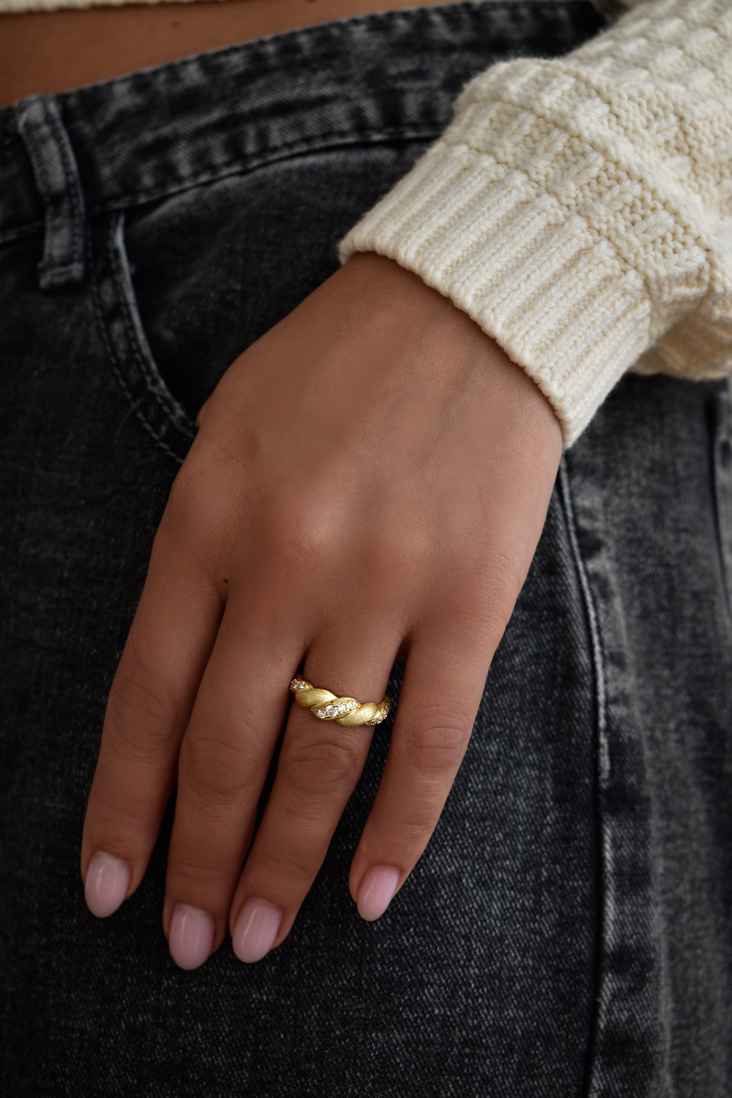 Twisted Brushed Gold Ring