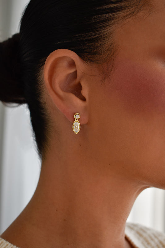 Marquise Cut Duo Drop Earrings